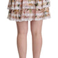 Elegant Lily Print Tiered A-Line Mini Skirt