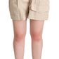 High-Waisted Beige Cargo Shorts