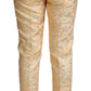 Elegant High-Waisted Pink Brocade Pants