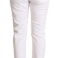 Chic White Tapered Denim Jeans with Logo Patch