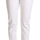 Chic White Tapered Denim Jeans with Logo Patch