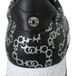 Elegant Black & Silver Leather Sneakers