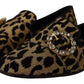 Elegant Leopard Crystal Gem Loafers