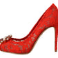 Red Crystal Taormina Lace Heels Pumps