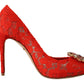 Red Crystal Taormina Lace Heels Pumps