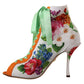 Floral Open Toe Jersey Heels