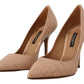 Elegant Beige Nude Leather Pumps