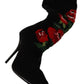 Elegant Sock Boots with Red Roses Detail