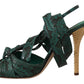 Elegant Green Python Strappy Heels