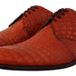 Exotic Orange Croc Leather Laceup Dress Shoes