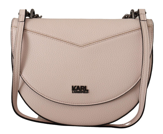 Elegant Mauve Light Pink Leather Shoulder Bag