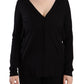 Elegant Black V-Neck Wool Pullover