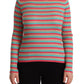 Elegant Striped Silk Crew Neck Pullover