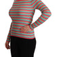 Elegant Striped Silk Crew Neck Pullover