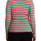 Elegant Striped Silk Crew Neck Pullover