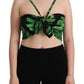 Elegant Leaf Print Halter Cropped Top