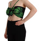 Elegant Leaf Print Halter Cropped Top