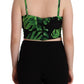 Elegant Leaf Print Halter Cropped Top