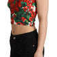 Elegant Red Cropped Top with Geranium Print