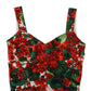 Elegant Red Cropped Top with Geranium Print