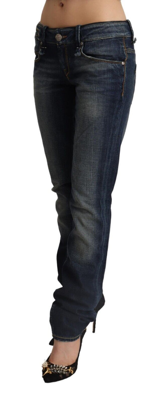 Chic Dark Blue Low Waist Skinny Jeans