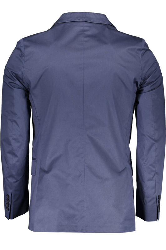 Blue Cotton Men Jacket