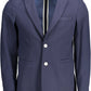 Blue Polyester Men Jacket