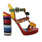 Multicolor Floral Ankle Strap Heels