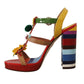 Multicolor Floral Ankle Strap Heels