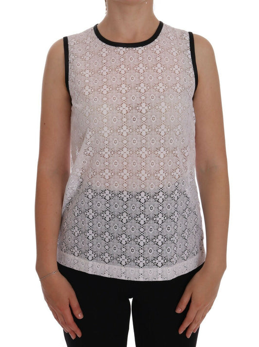 Elegant White Nylon Tank Top