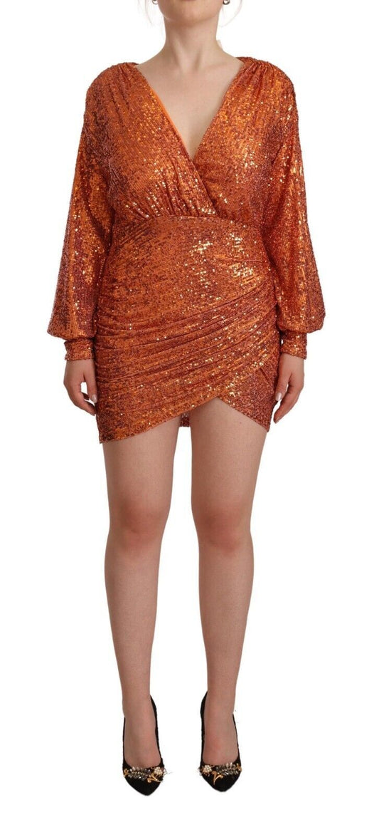 Sequin Embellished Wrap Mini Dress