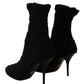 Elegant Black Mid-Calf Viscose Boots