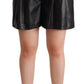 Elegant Black Leather High Waist Shorts