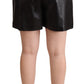 Elegant Black Leather High Waist Shorts