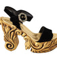 Baroque Velvet Heels in Black and Gold