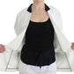 Chic White Cotton Blend Blazer