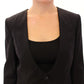 Elegant Silk-Blend Black Blazer with Scarf Back Detail