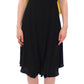 Elegant Silk Blend Shift Dress in Black and Yellow