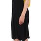 Elegant Silk Blend Shift Dress in Black and Yellow