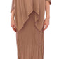 Elegant Brown Silk Shift Dress