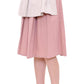 Elegant Pleated Knee-length Skirt in Pink and Gray