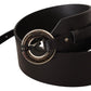 Chic Leather Fashion Belt with Silver-Tone Buckle