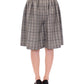 Elegant Gray Checkered Wool Shorts Skirt