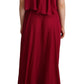 Elegant Silk Sleeveless Ruffled Maxi Dress