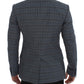 Elegant Blue Checkered Slim Fit Blazer