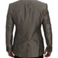 Elegant Brown Silk Two-Button Slim Blazer