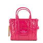 The Shiny Crinkle Mini Tote Magenta Leather Crossbody Handbag Purse