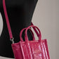 The Shiny Crinkle Mini Tote Magenta Leather Crossbody Handbag Purse