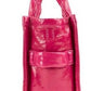 The Shiny Crinkle Mini Tote Magenta Leather Crossbody Handbag Purse