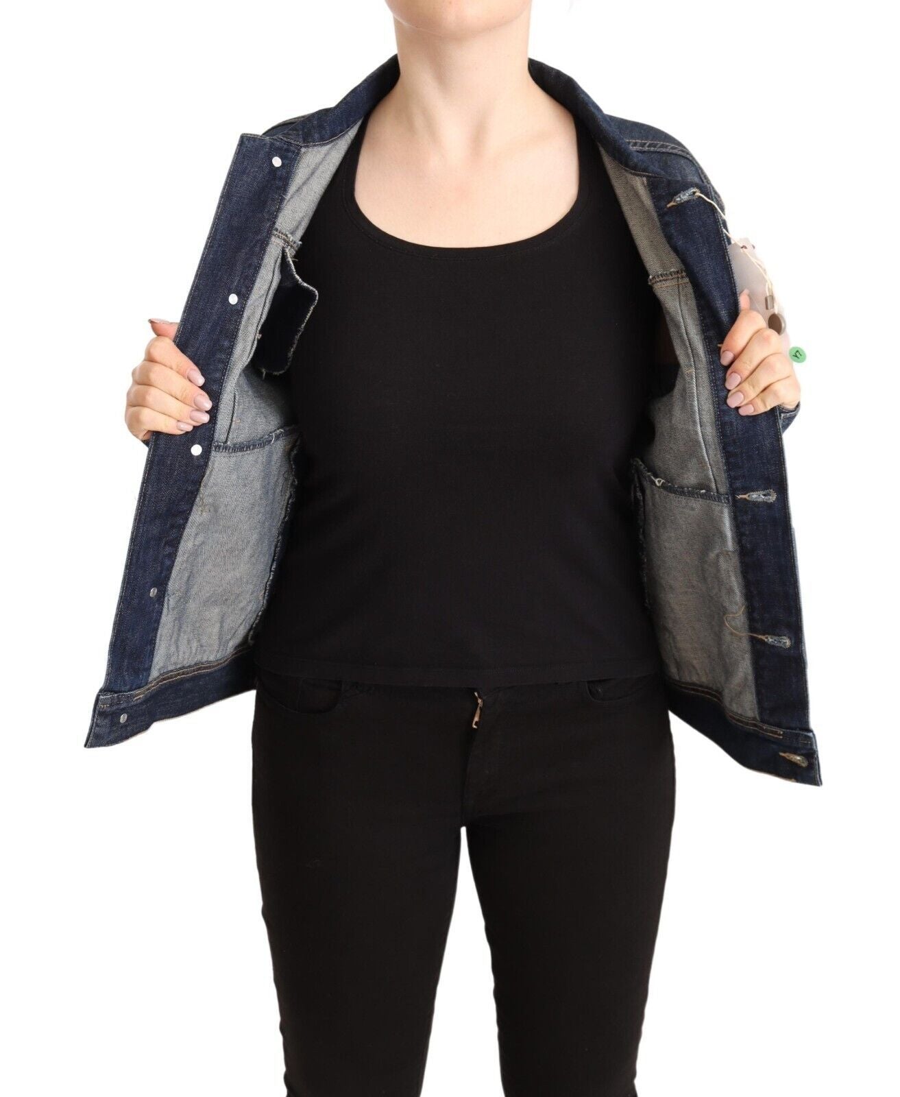 Elegant Dark Blue Denim Jacket